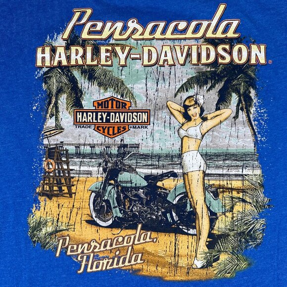 Harley-Davidson Other - Harley-Davidson Mens L Pensacola Florida Blue Short Sleeve Graphic Tee T-shirt